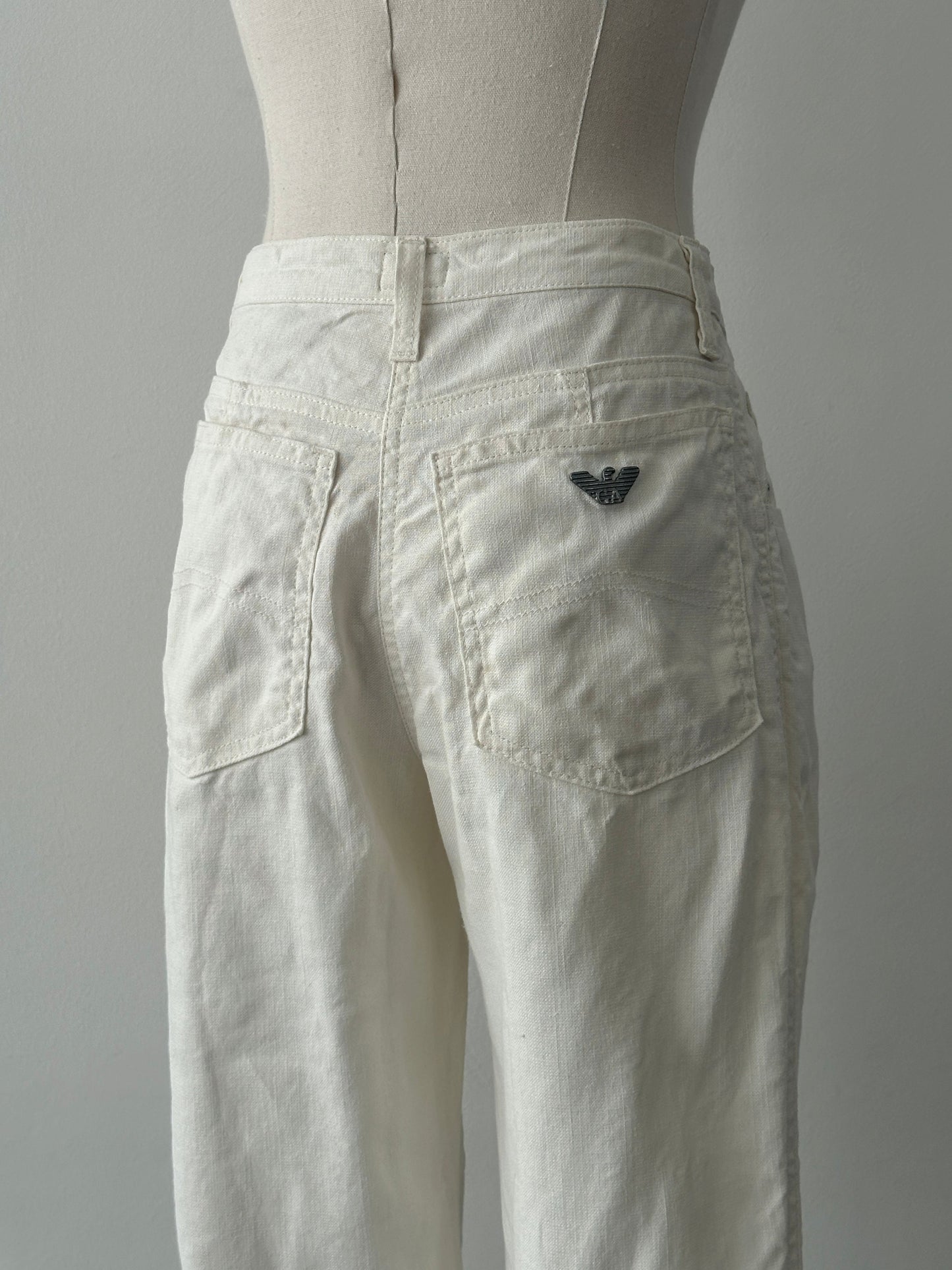 Armani Jeans 1990s Linen Slim Straight Leg Trousers - W26