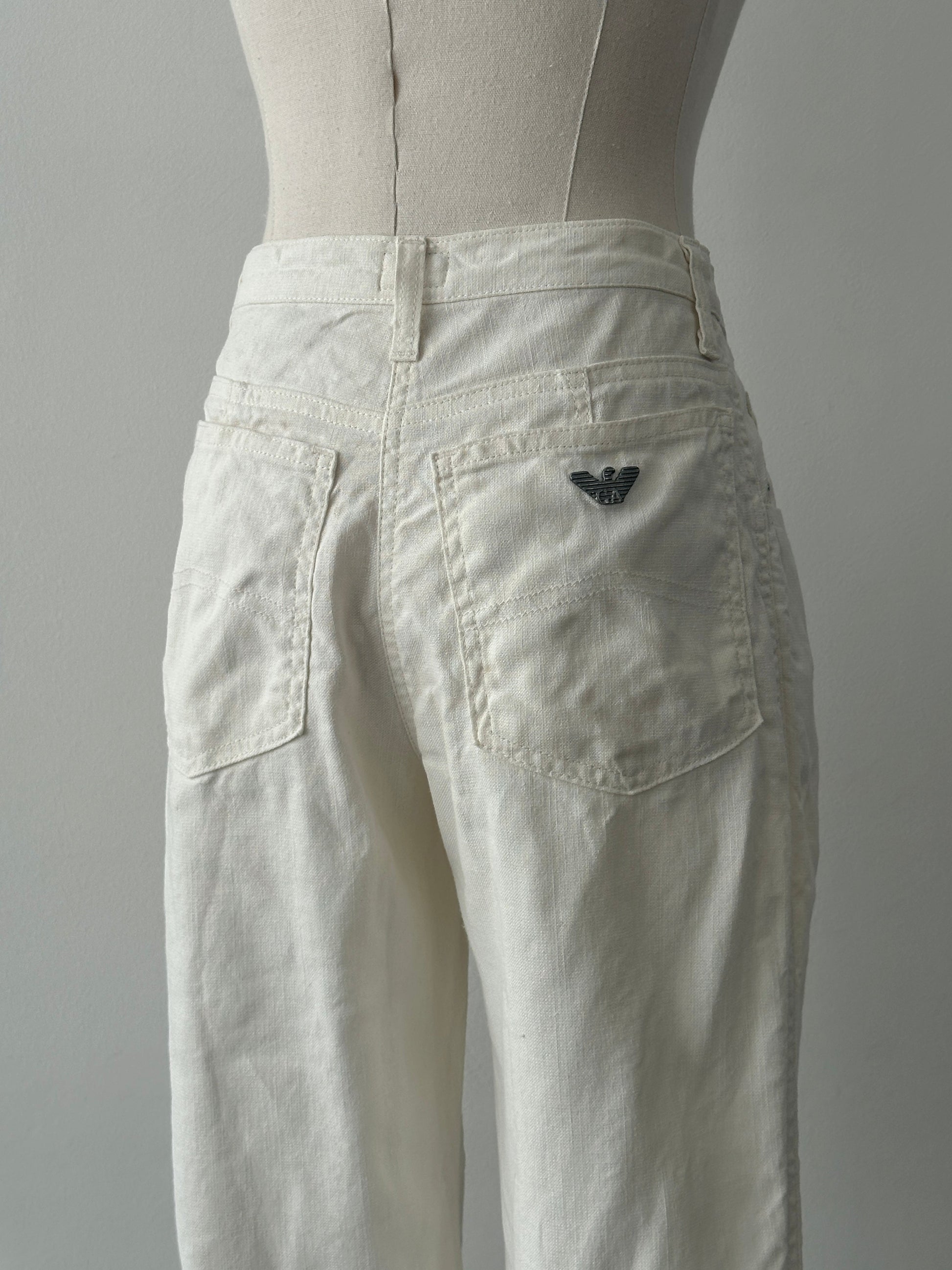 Armani Jeans 1990s Linen Slim Straight Leg Trousers - W26