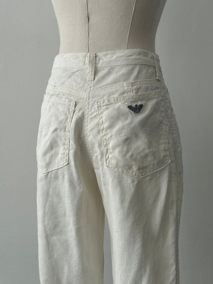 Armani Jeans 1990s Linen Slim Straight Leg Trousers - W26