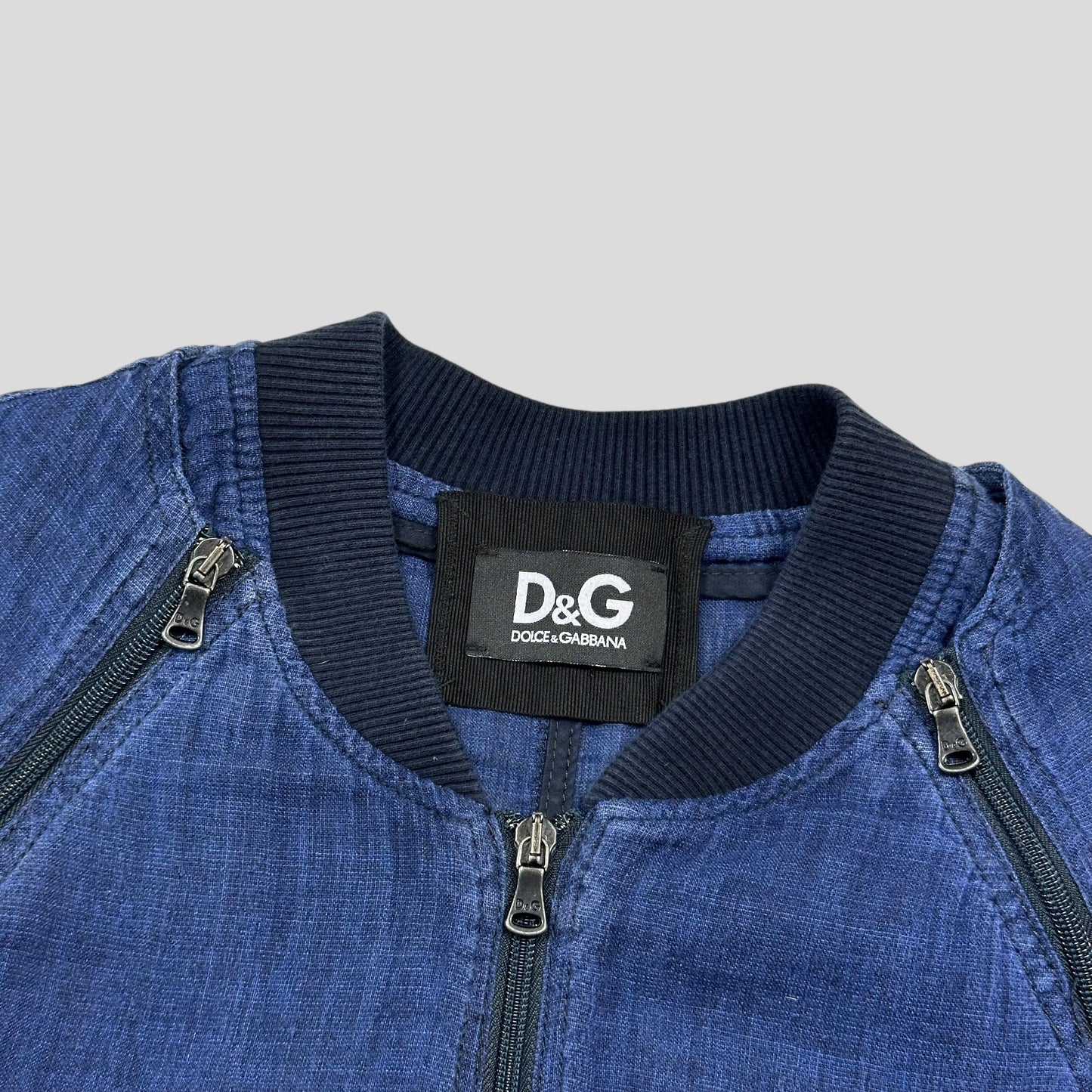 D&G 00’s Flax Multi-Zip Parachute Bomber Jacket - M