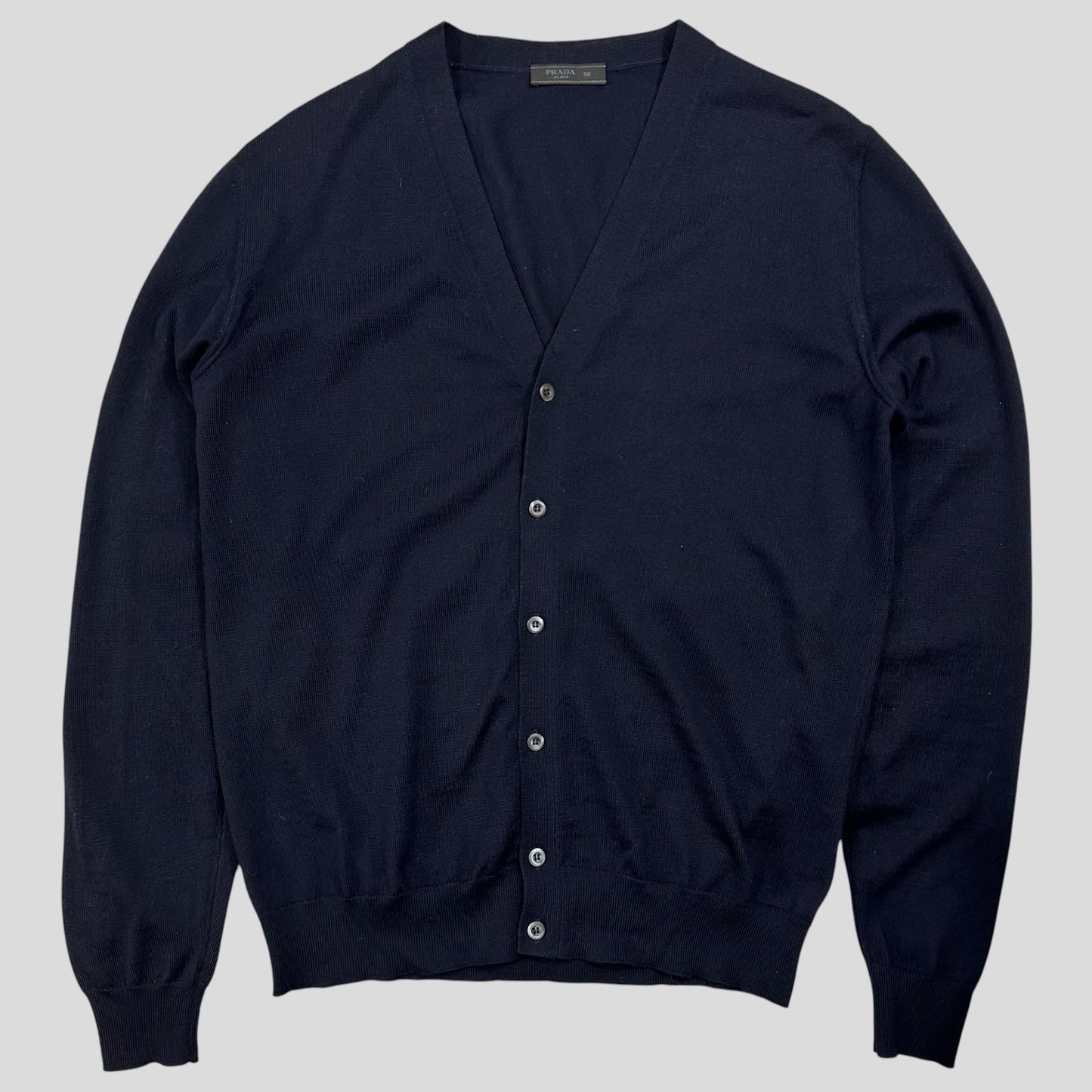 Prada Milano 2017 Virgin Wool Minimalist Navy Cardigan - IT50 | Default Title, Navy