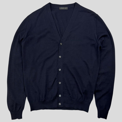 Prada Milano 2017 Virgin Wool Minimalist Navy Cardigan - IT50 | Default Title, Navy
