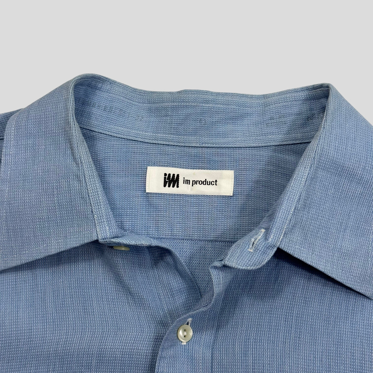 Issey Miyake 00’s Textured Cotton Shirt - M/L | Medium, Blue