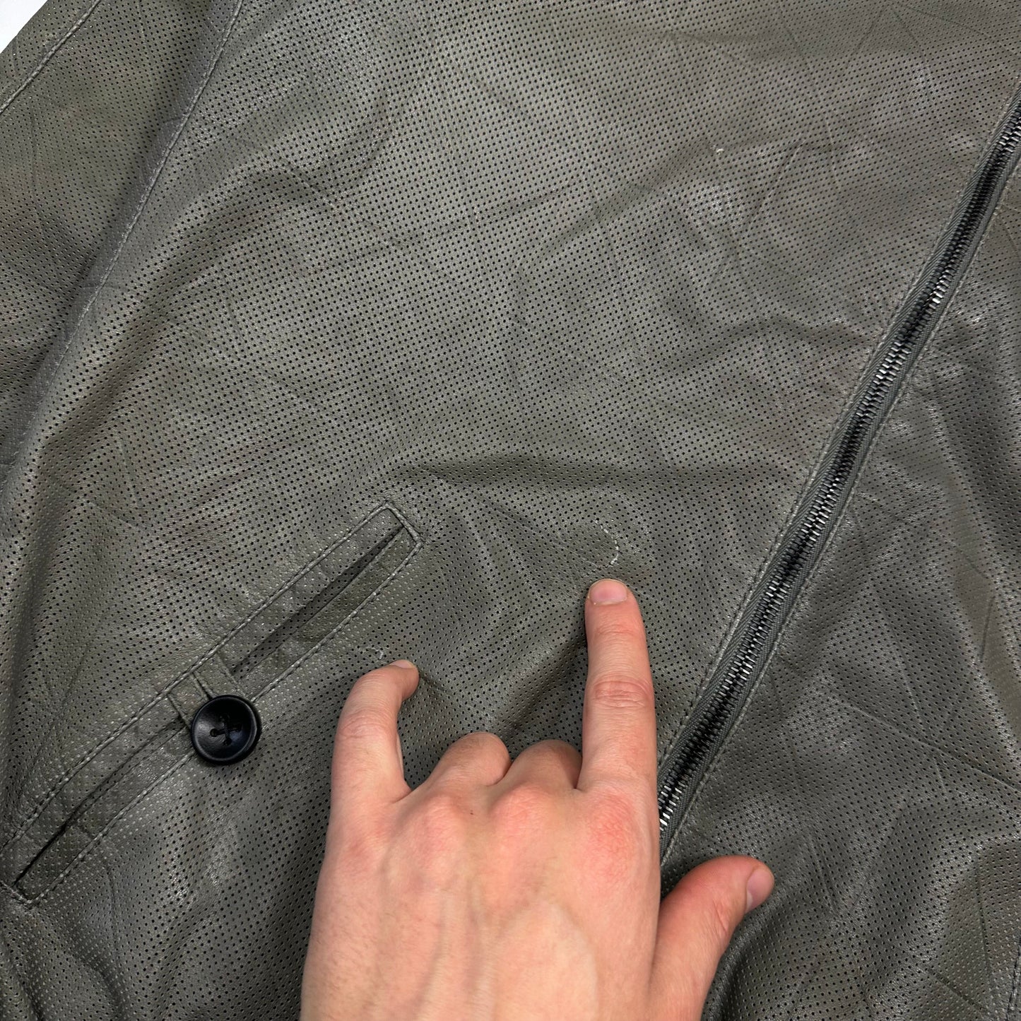 Giorgio Armani 2010 Perforated Leather Grid Bomber Jacket - IT48 (M)