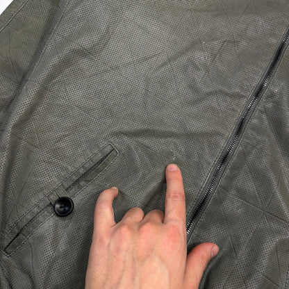 Giorgio Armani 2010 Perforated Leather Grid Bomber Jacket - IT48 (M)