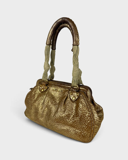 2000s Miu Miu Gold Leather Rope Handbag | O/S, Multicoloured