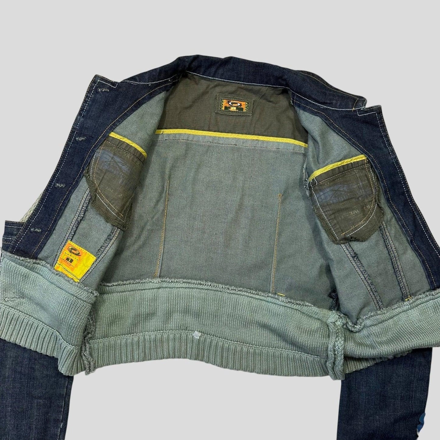 Oakley X Metal Industries 00’s Denim Knit Panelled SAMPLE Jacket - S