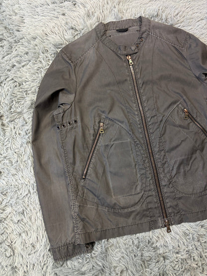 Prada Sport 00’s Ventilated Tela Patina Nylon Acrylic Biker Jacket - S/M | O/S, Grey