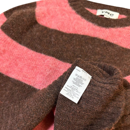 YMC Suedehead Pink Striped Sweatshirt