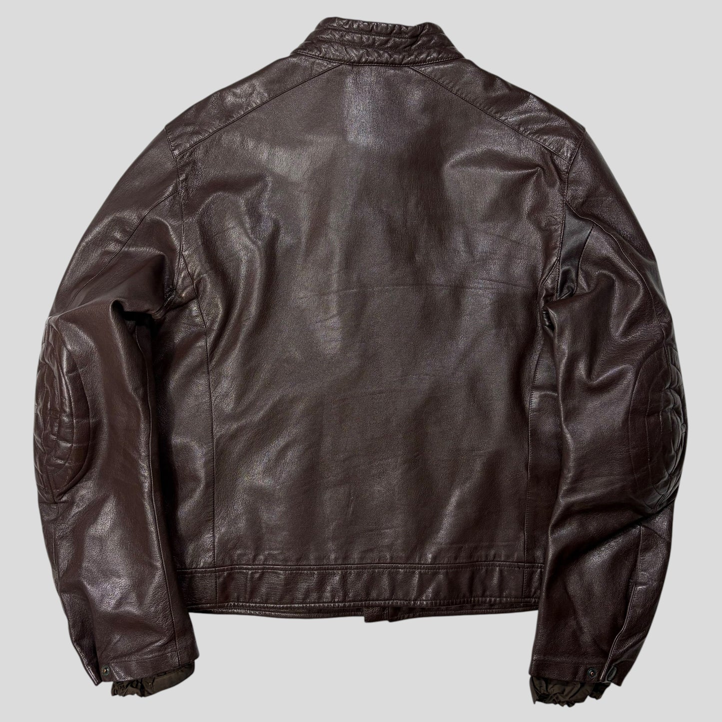 Prada SS00 Leather Articulated Elbow Detailed Moto Jacket - IT54 | Default Title, Brown