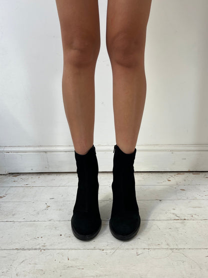 ANN DEMEULEMEESTER SUEDE HEELS (EU 39) | DEFAULT TITLE, Black
