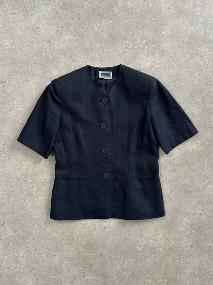 Luisa Spagnoli 1990s Pure Linen Short Sleeve Tailored Blazer - M