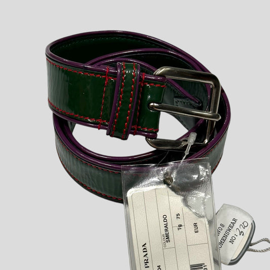 Prada AW08 Vernice Patent Leather Buckle Belt - S