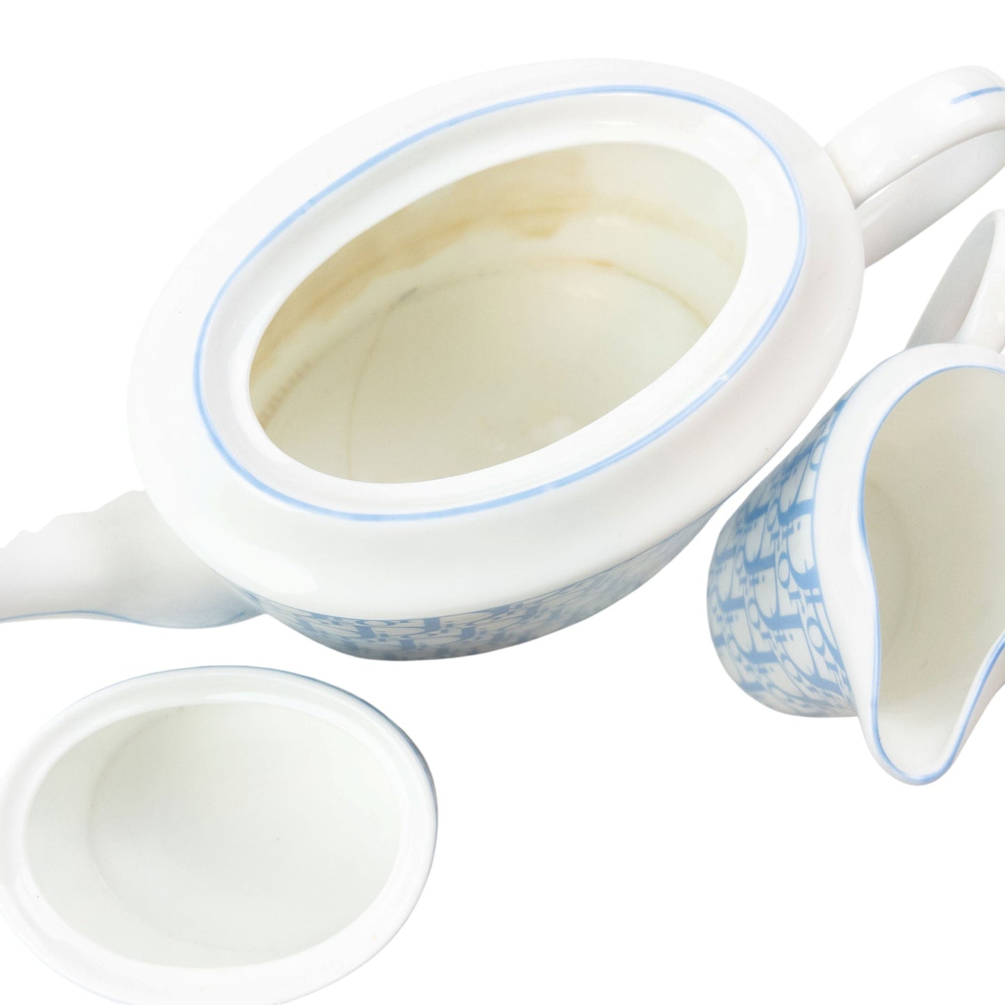 Vintage 2000s Dior Monogram Fine Bone China Tea Set | O/S, Blue