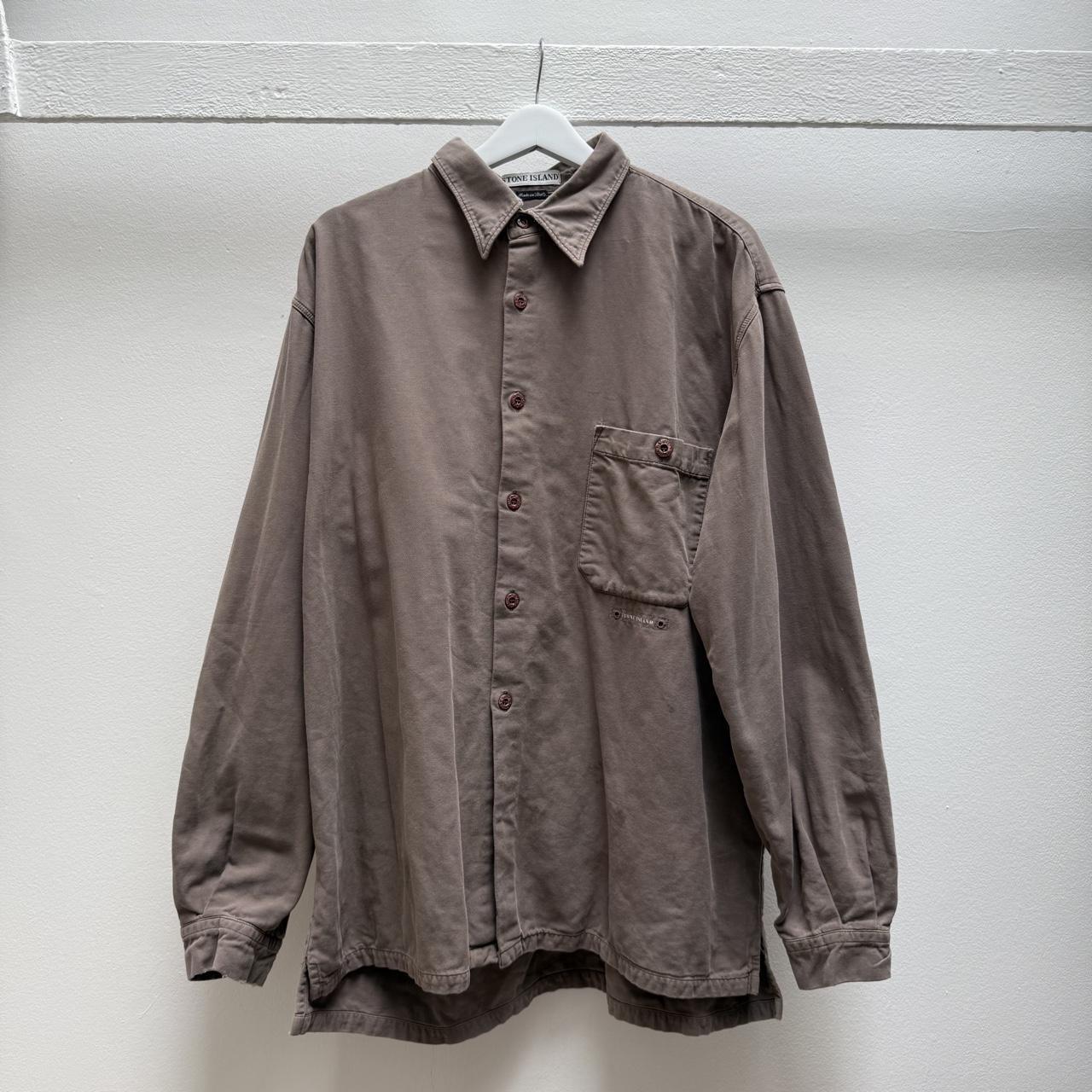 00’s Stone Island Logo Shirt (XL) | Extra Large, Brown