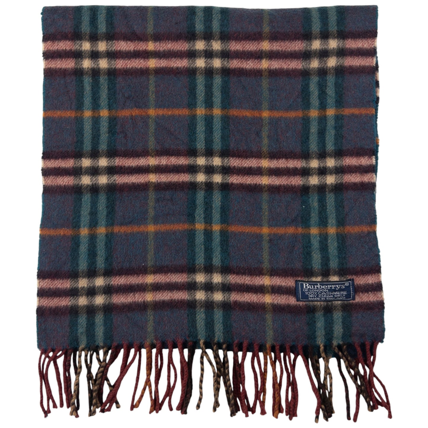 Vintage Burberry Nova Check Cashmere Tassel Scarf