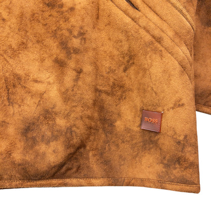Vintage 90s Hugo Boss Fleece Lined Suede Jacket Size XL | XL, Brown