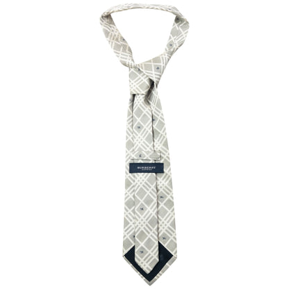 Vintage 2000s Burberry Nova Check Monogram Silk Tie | O/S, Grey