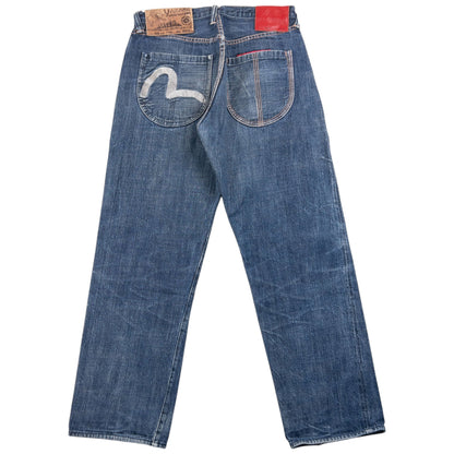 Vintage 90s Evisu Yamane Embroidered Gull Japanese Denim Jeans Size W29 | W29, Multicoloured
