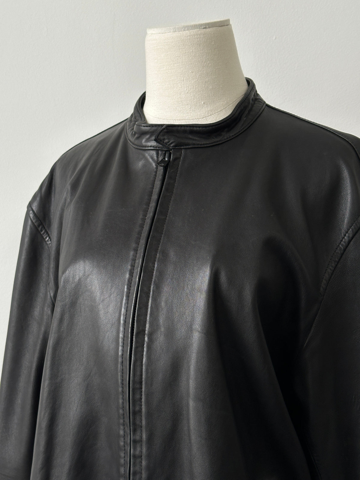 DKNY 1990s Minimal Smooth Leather Jacket - XL
