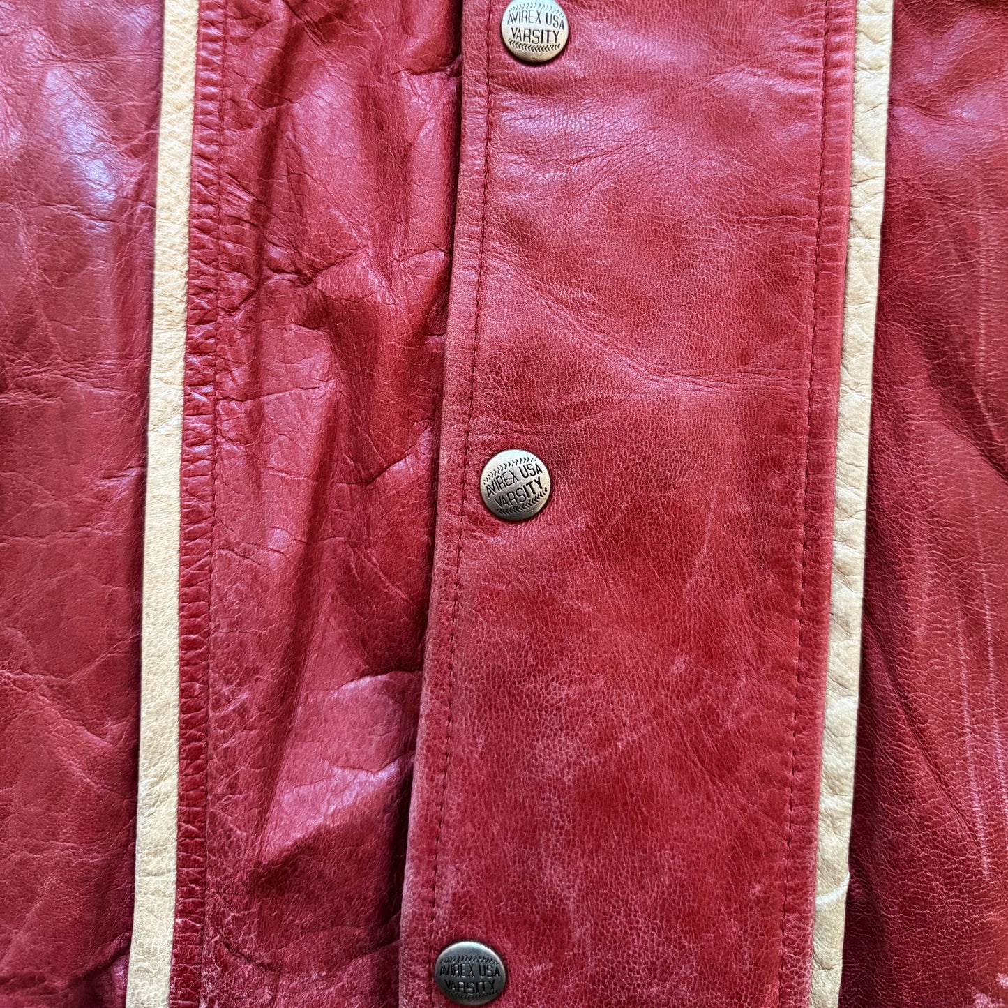 Avirex 'Chief High Hawk' Leather Varsity Jacket - S