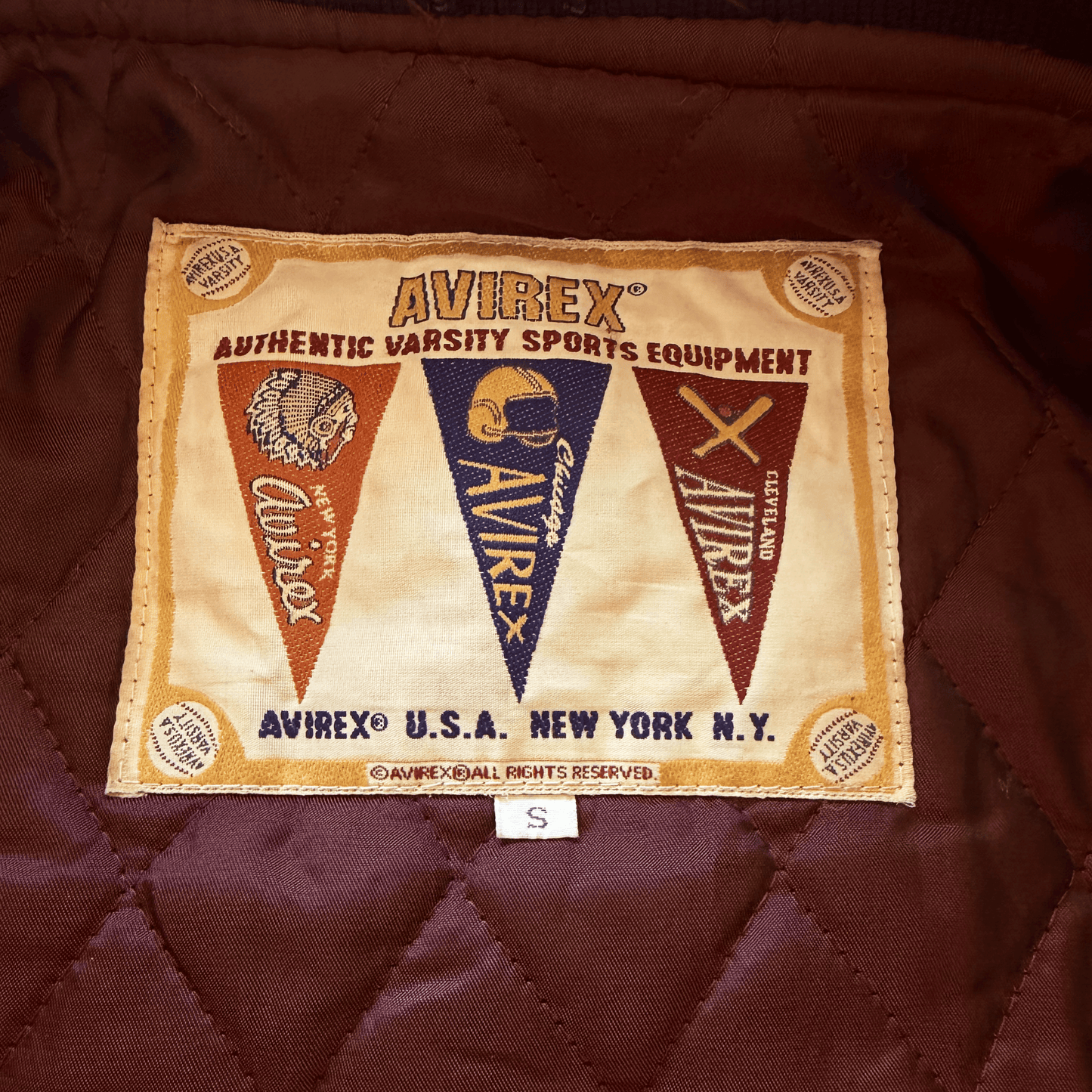 Avirex Bobcats Leather Varsity Jacket - S | Small, Tan