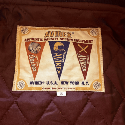 Avirex Bobcats Leather Varsity Jacket - S | Small, Tan