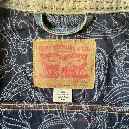 Boro Sashiko Distressed Denim Trucker Jacket - XL