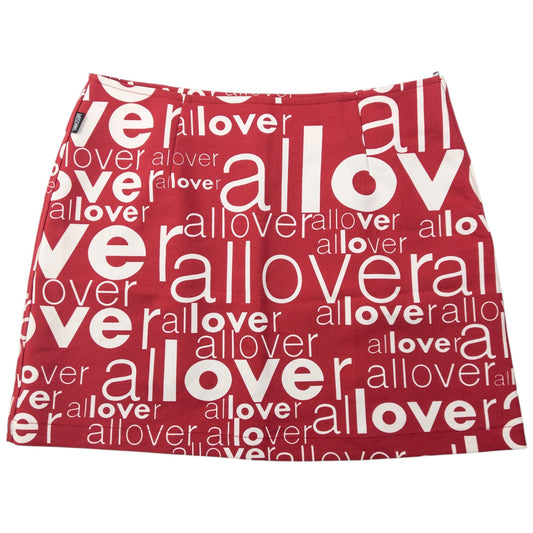Vintage 2000s Moschino Jeans Love All Over Print Mini Skirt Womens Size W27 | W27, Red