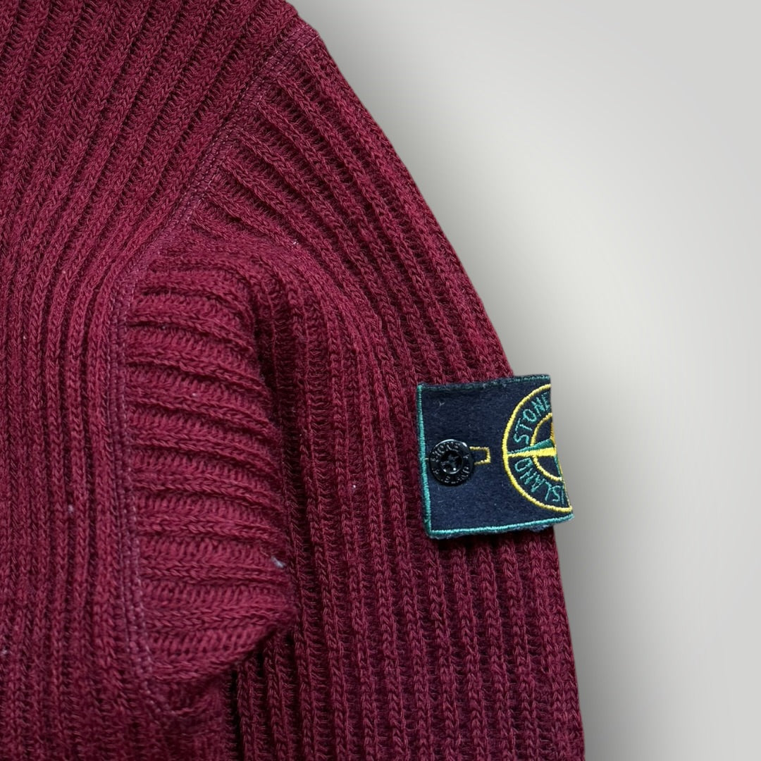 1980's Stone Island Lana Wool Knitted Jumper L | O/S, Burgundy