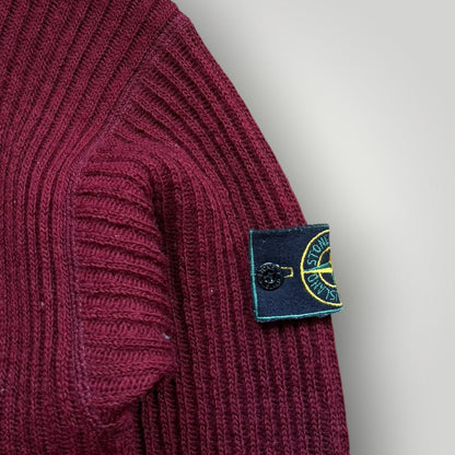 1980's Stone Island Lana Wool Knitted Jumper L | O/S, Burgundy