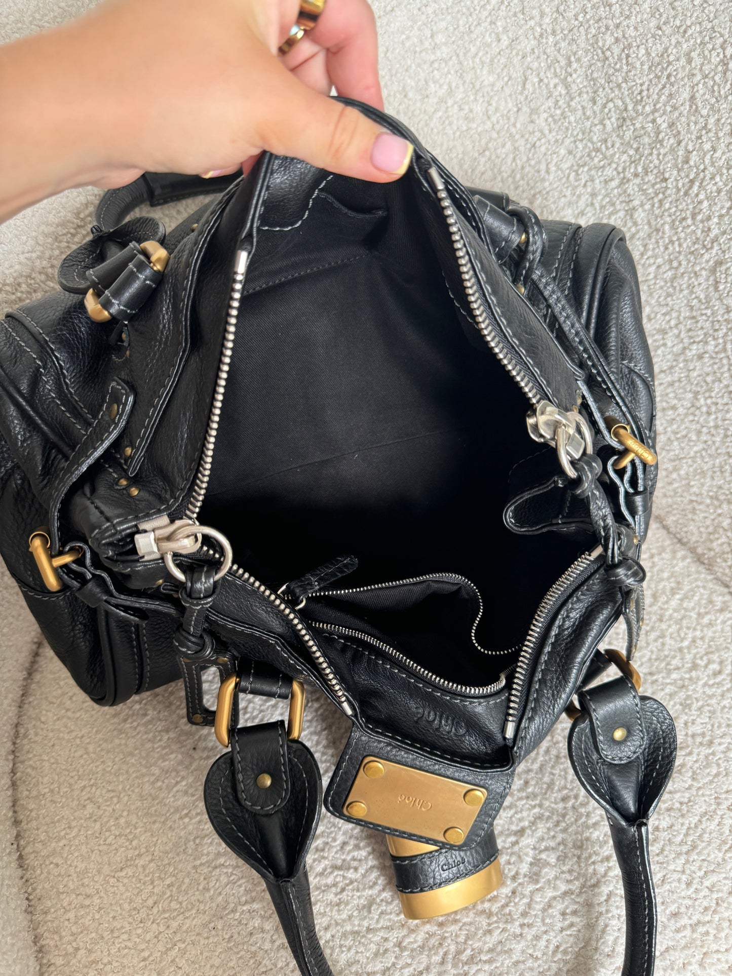 2007 Chloe Paddington Black Leather Handbag | O/S, Black