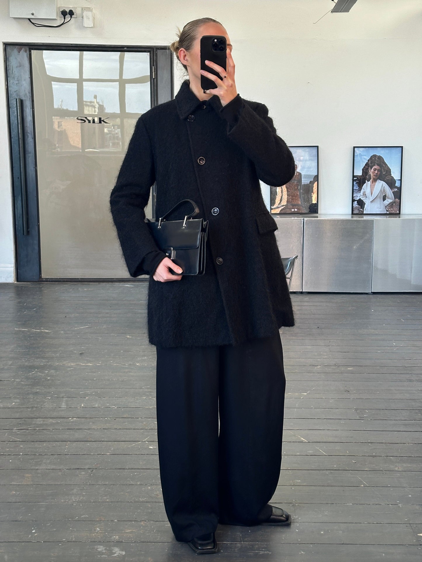 Trussardi 2000s Virgin Wool Mohair Single Breasted Coat - M