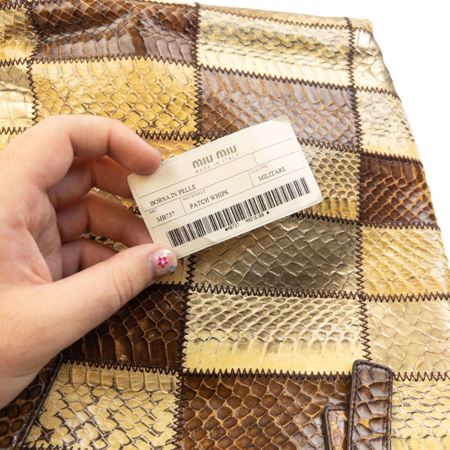 Vintage 2000s Miu Miu Patchwork Snakeskin Handbag | O/S, Mixed