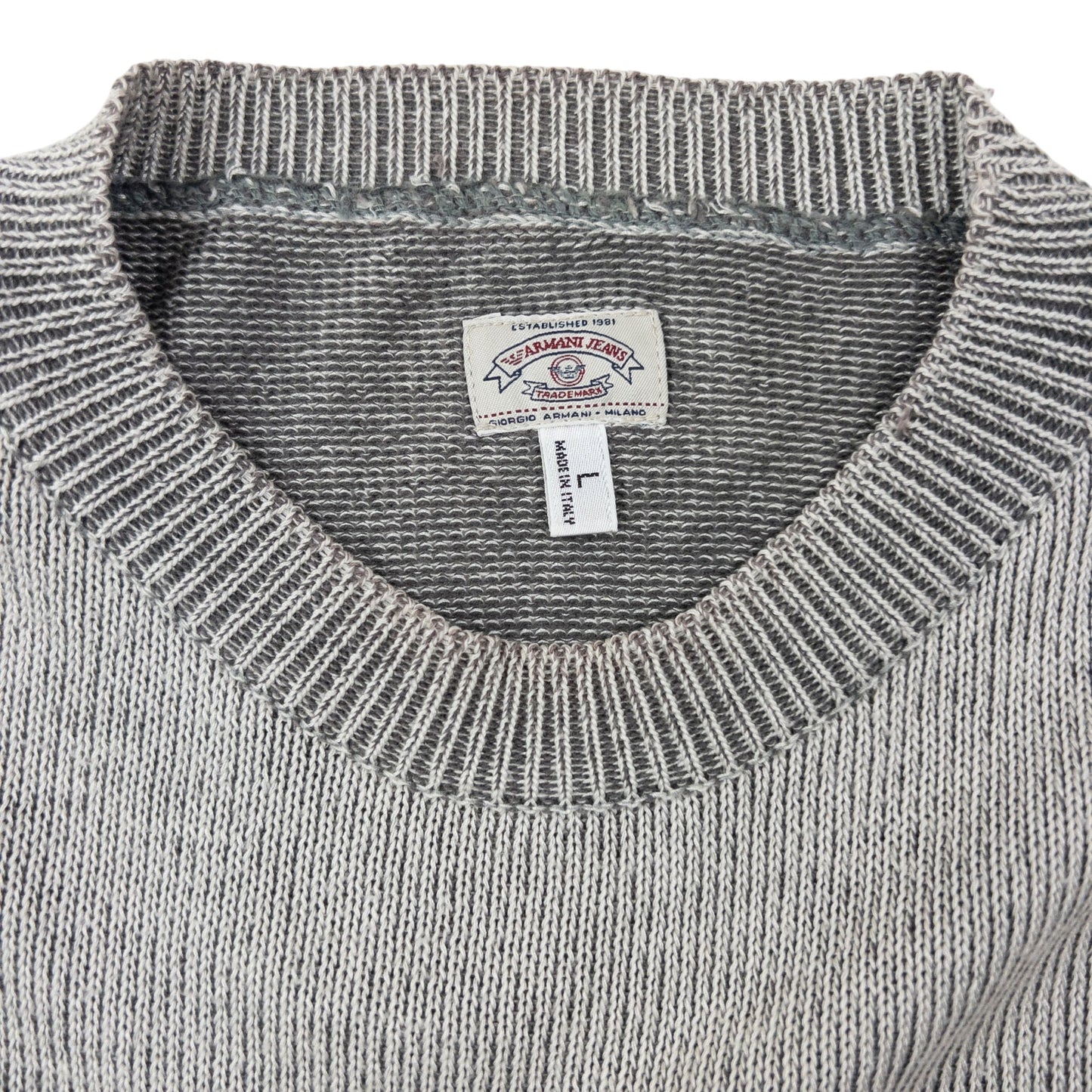Vintage 90s Armani Jeans Lightweight Knit Jumper Size L | Large, Grey