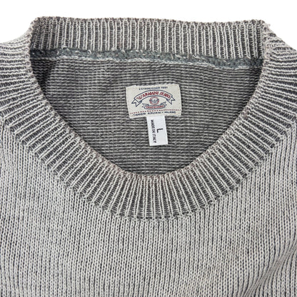 Vintage 90s Armani Jeans Lightweight Knit Jumper Size L | Large, Grey