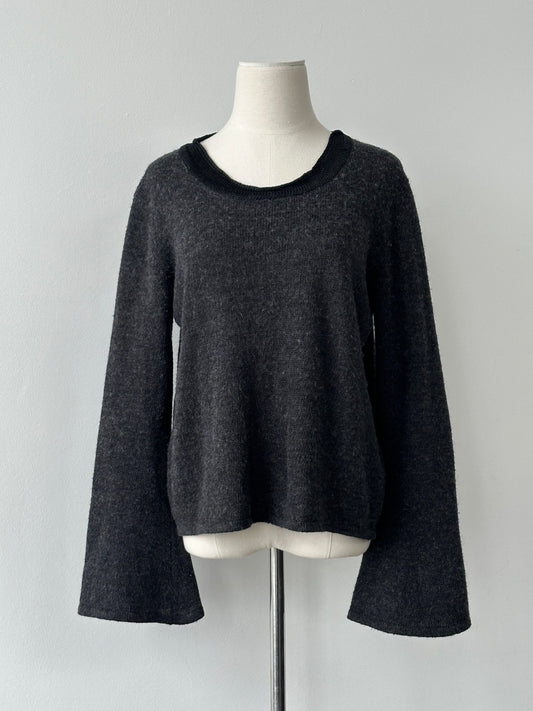 Emporio Armani 1990s Shetland Wool Boxy Bell Sleeve Jumper - M-L