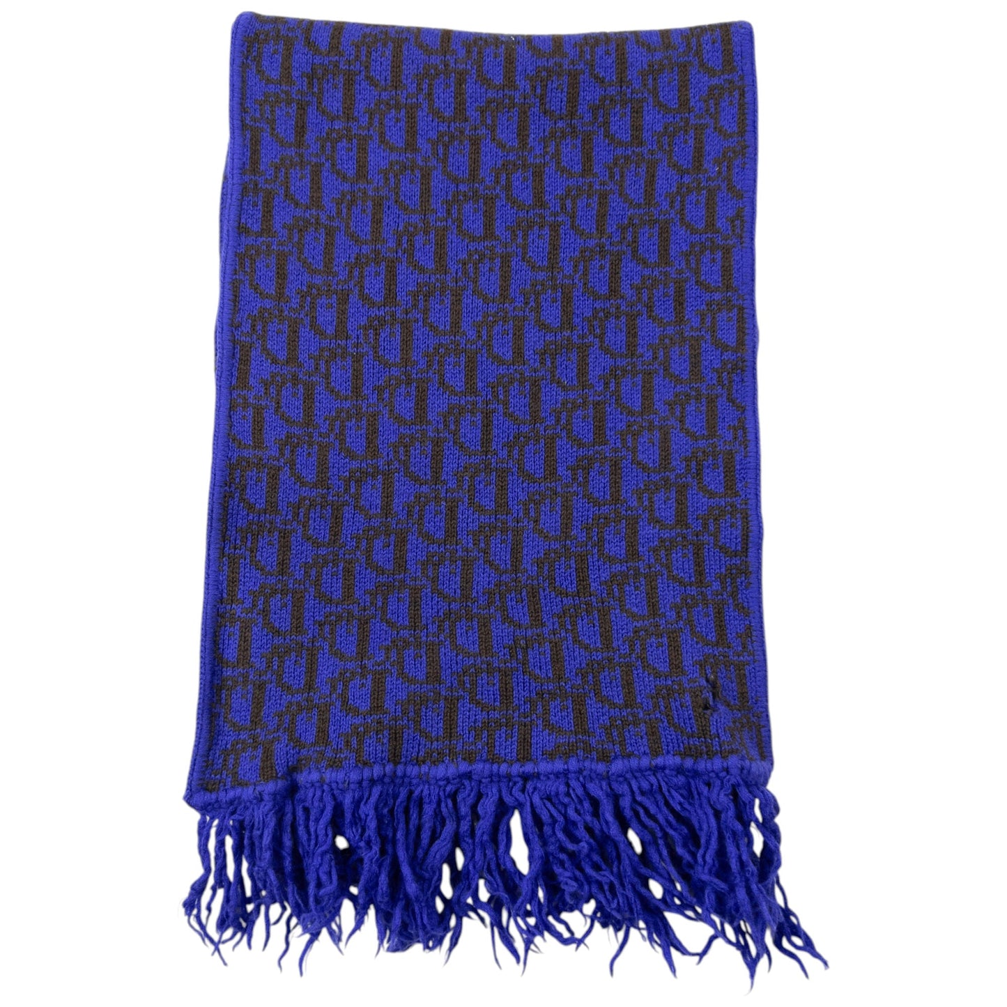 Vintage 90s Dior Monogram Wool Tassel Scarf | O/S, Brown