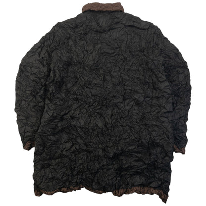Vintage 90s Issey Miyake Reversible Button Up Crinkle Jacket Size M | Medium, Black