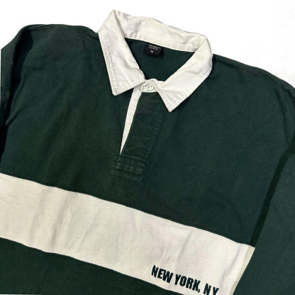 Avirex N.Y Spellout Longsleeve Polo In Green ( M ) - Known Source