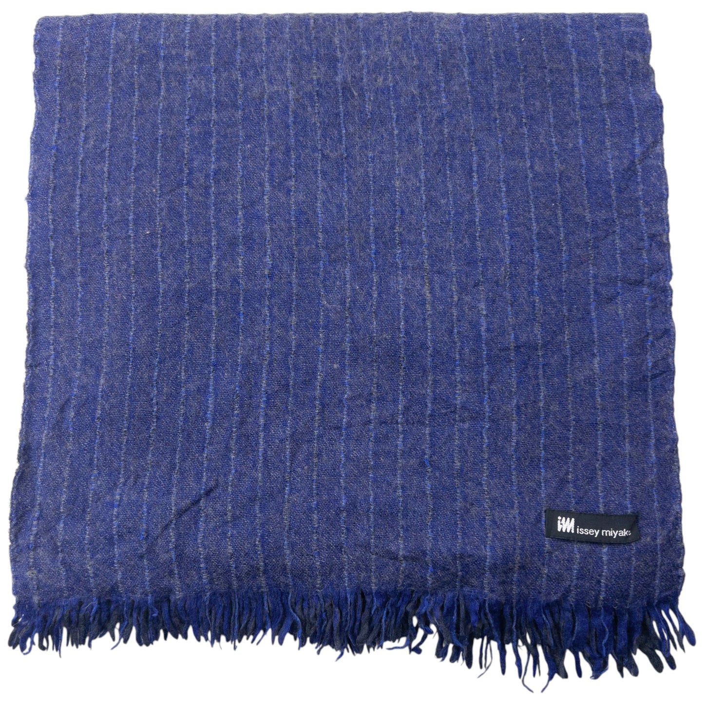 Vintage 2000s Issey Miyake Wool Tassel Scarf | O/S, Blue
