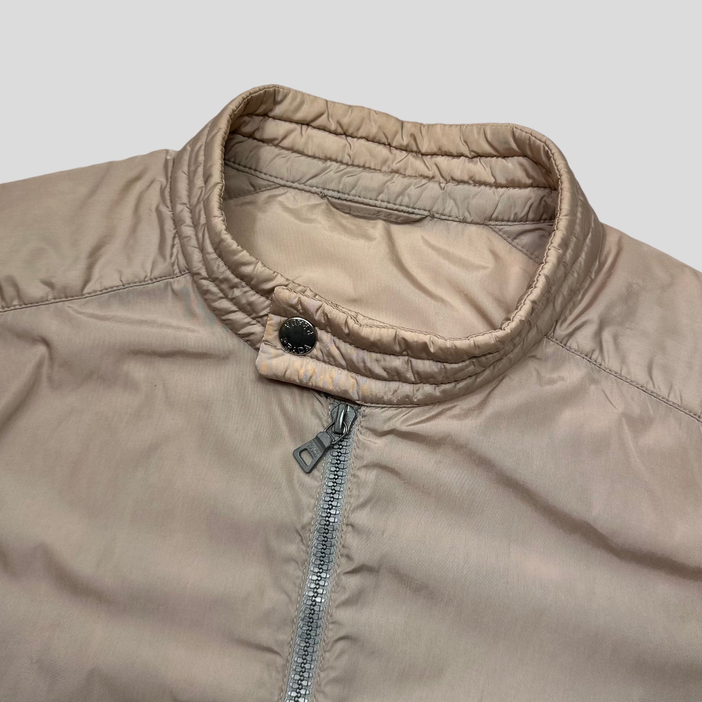 Prada Sport SS00 Champagne Nylon Moto Detailed Jacket - IT52