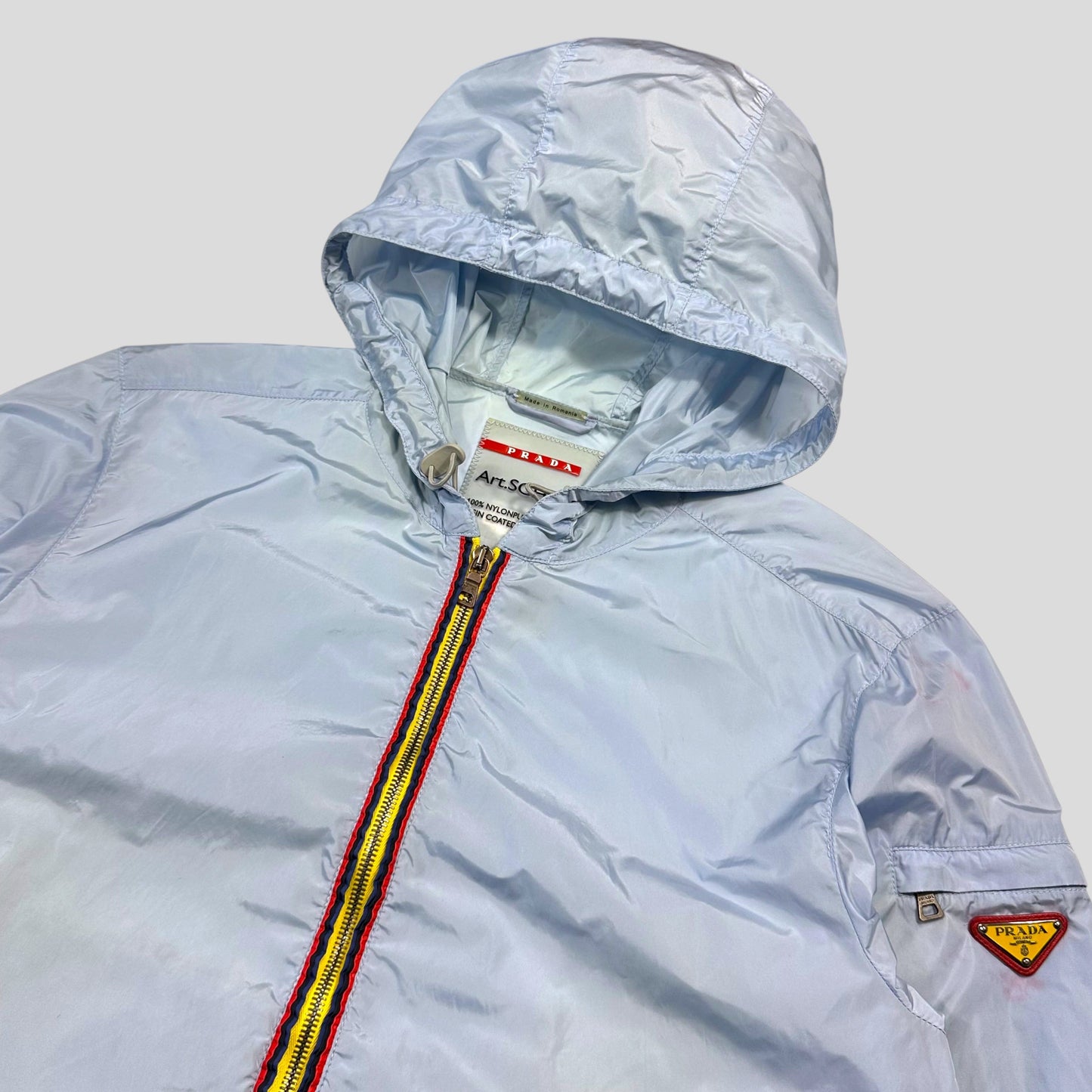 Prada Milano 2010 Baby Blue Contrast Plaque Logo Windbreaker - L | Default Title, Multicoloured