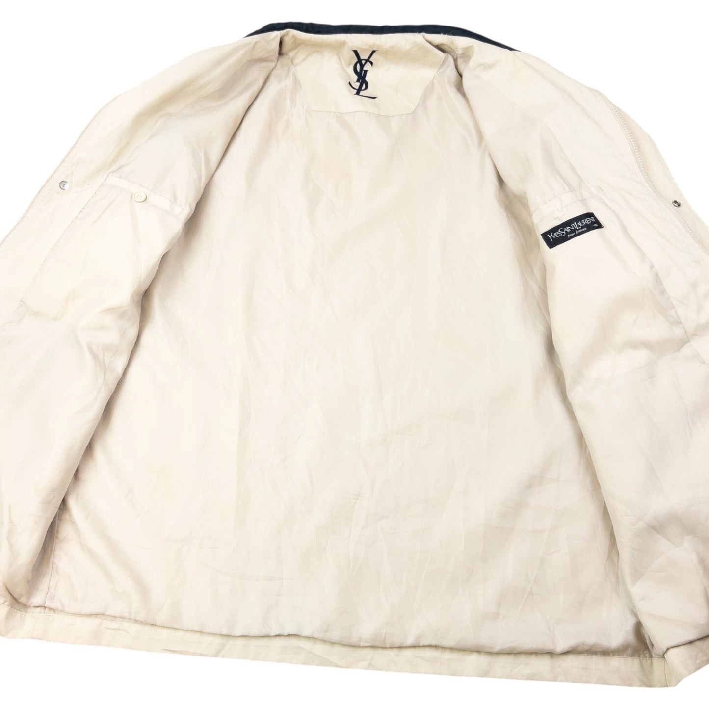 Vintage 90s YSL Yves Saint Laurent Zip Up Jacket Size XL | XL, Cream