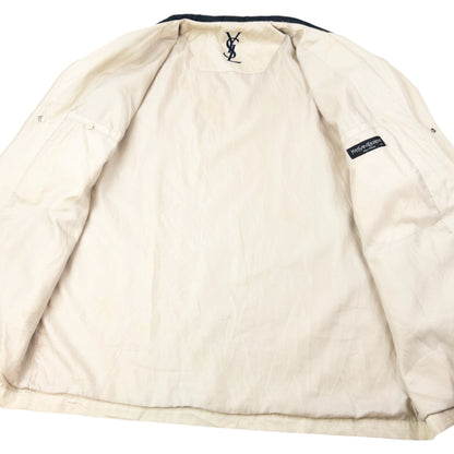 Vintage 90s YSL Yves Saint Laurent Zip Up Jacket Size XL | XL, Cream