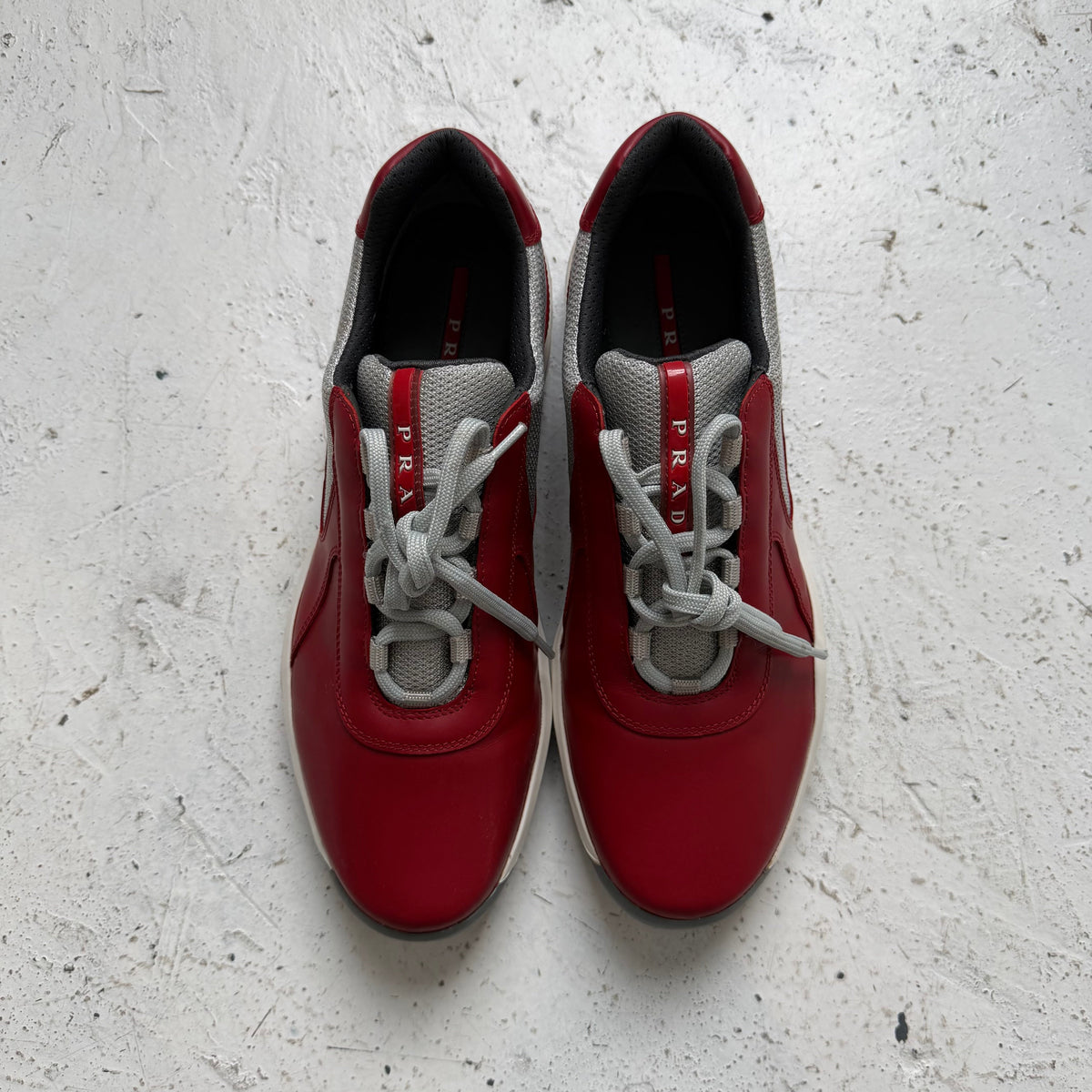 2000s prada leather americas cups | O/S, Red and Grey