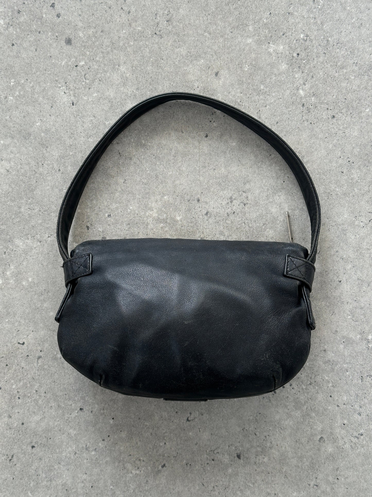Emporio Armani 2000s Aged Leather Shoulder Bag