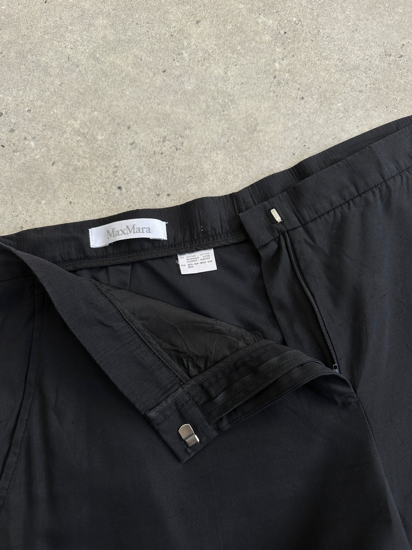 Max Mara Cotton Silk Mid Waisted Straight Leg Trousers - W34