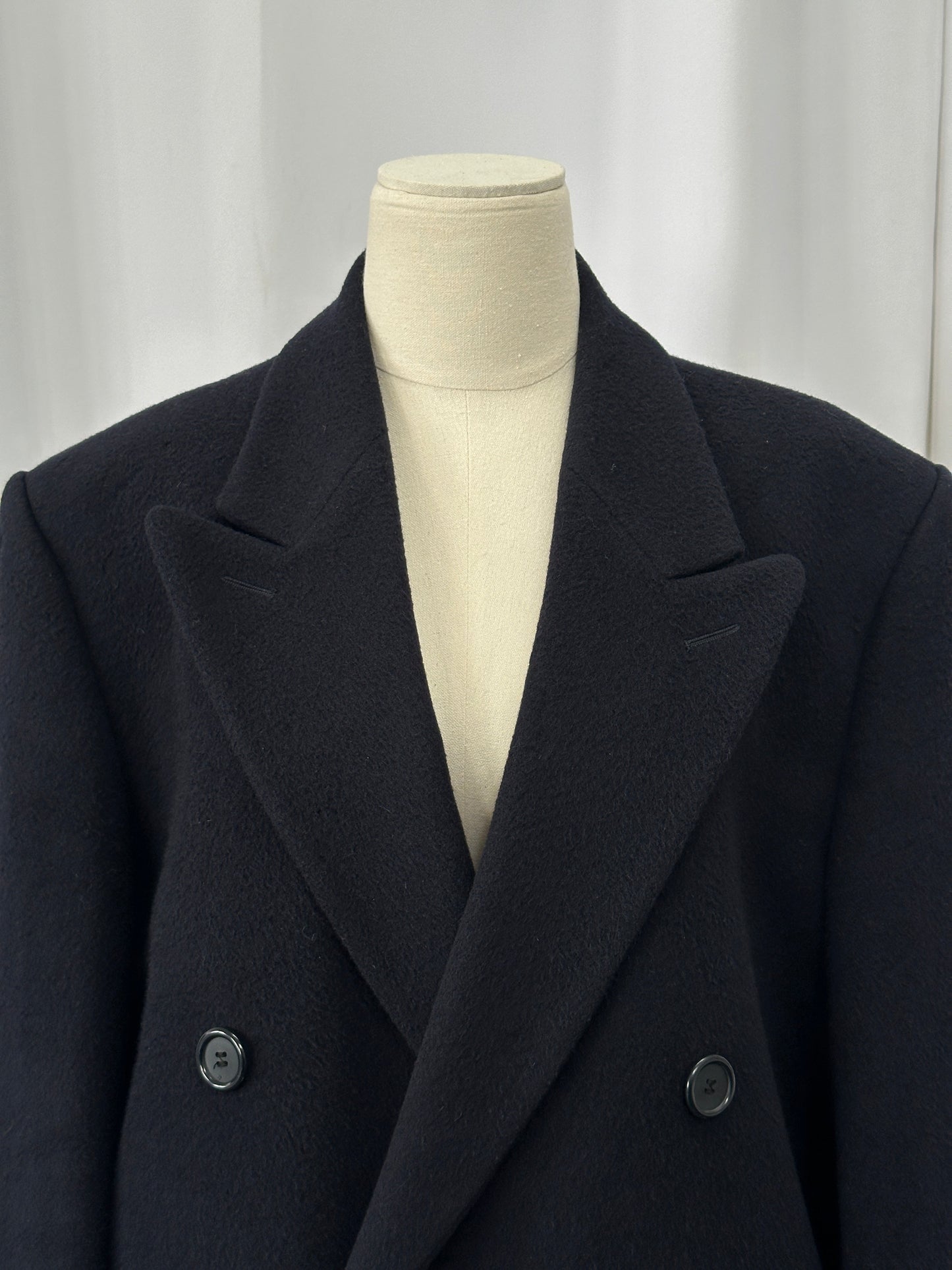 English Vintage 1990s Wool Cashmere Double Breasted Coat - XL