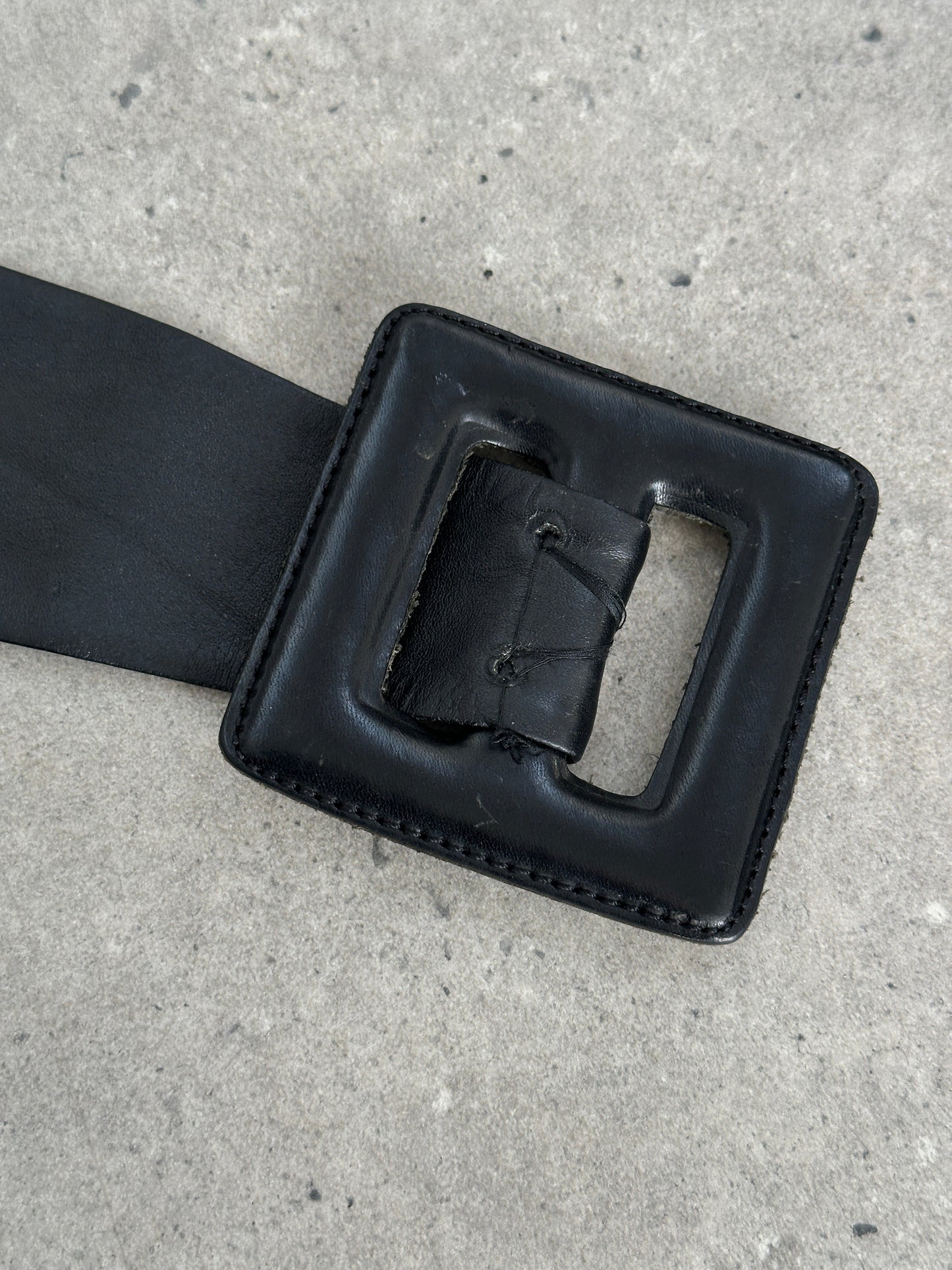 Vintage 1990s Square Leather Belt - XS-S